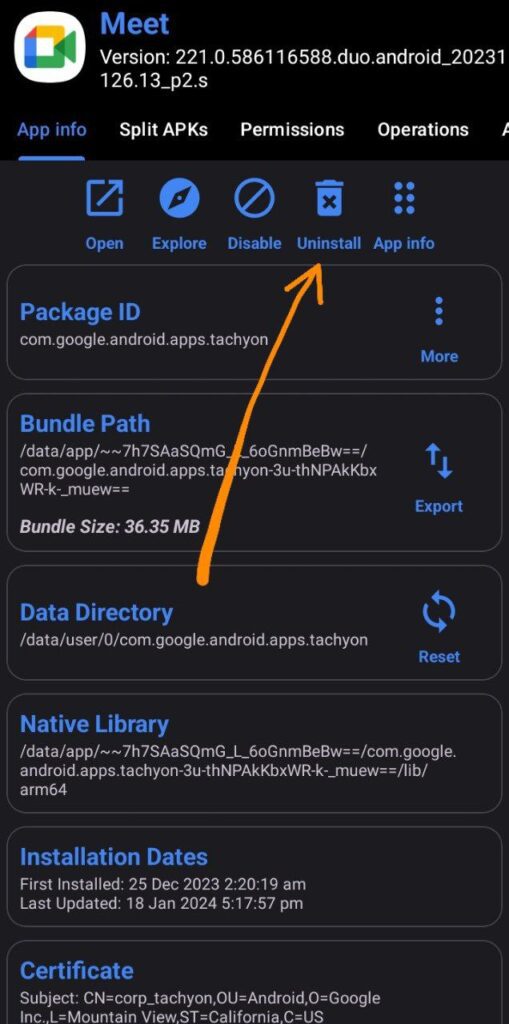 Click on app icon