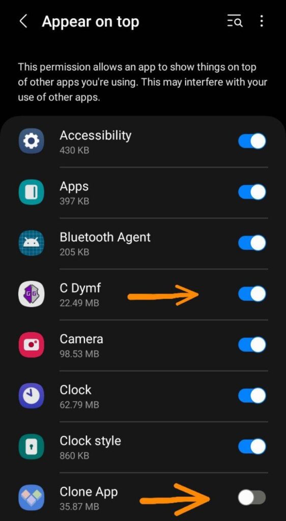 Enable options