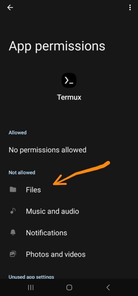 Storage permission settings