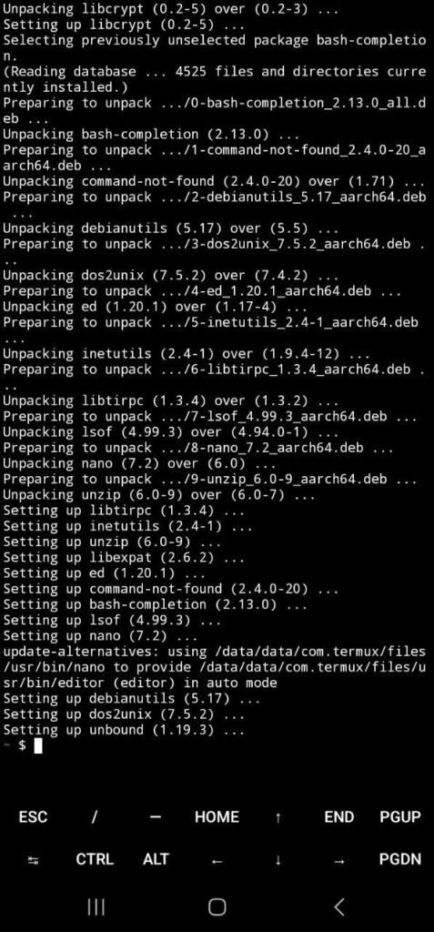 Termux update and upgrade
