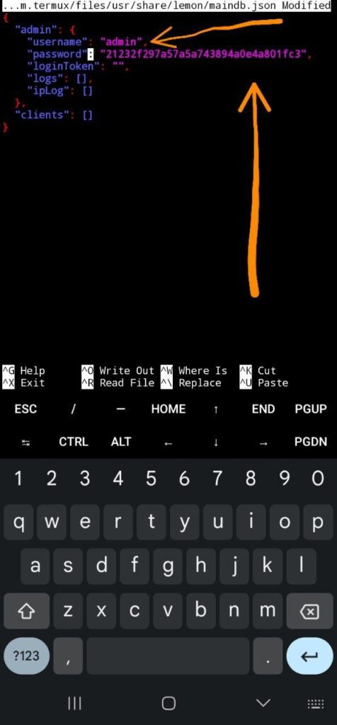 Set username and MD5 password