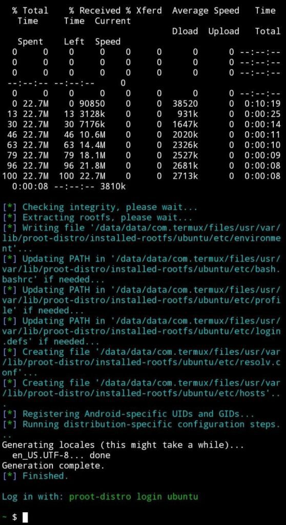 Ubuntu installation progress