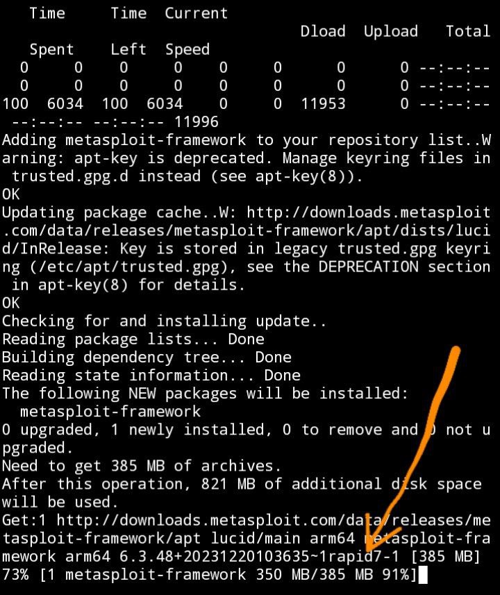 Metasploit installation progress